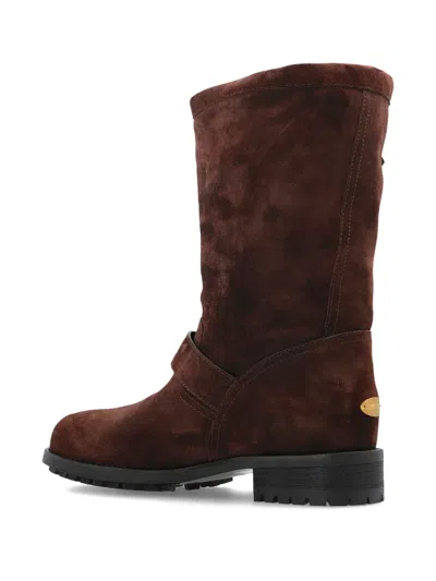 Jimmy Choo Biker Suede Mid-calf Boots In Brown