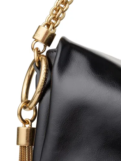 Jimmy Choo Callie Flap Chain Tassel Shoulder Bag In Black