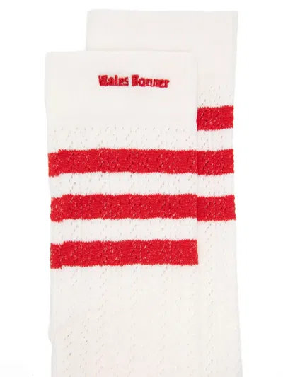 Adidas Originals X Wales Bonner Striped Socks (pack Of Two) In White