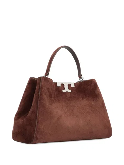 Tory Burch Medium Eleonora Logo-detail Suede Tote Bag In Brown