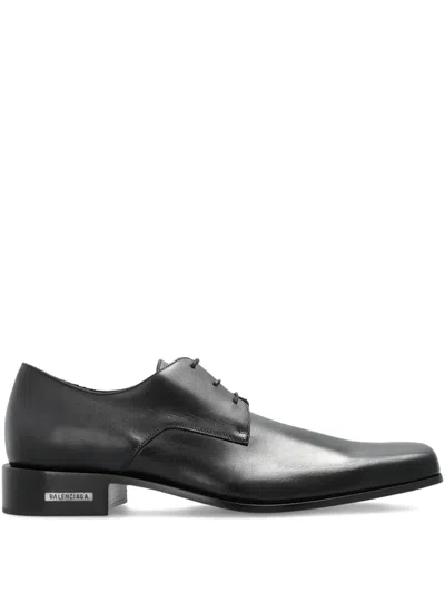 Balenciaga Concorde Leather Derby Shoes In Black