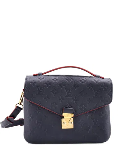Pre-owned Louis Vuitton Pochette Metis Monogram Empreinte Leather Crossbody Bag In Black
