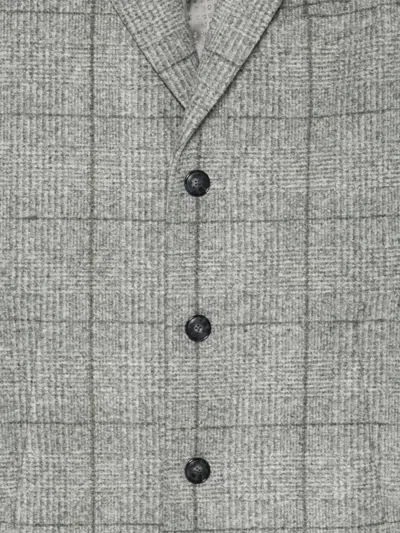 Hugo Boss Checked Buttoned Coat In Gray
