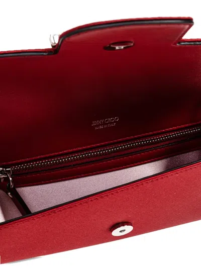 Jimmy Choo Crystal Chain Wallet In Red