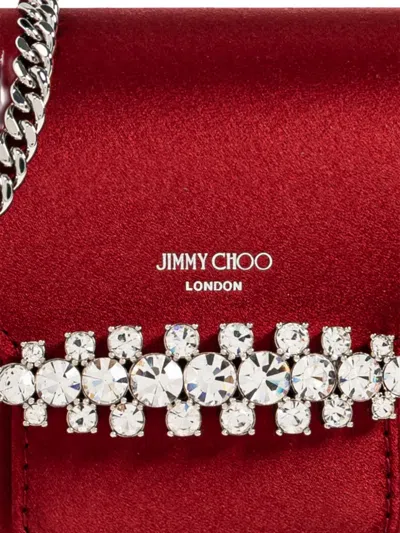 Jimmy Choo Crystal Chain Wallet In Red