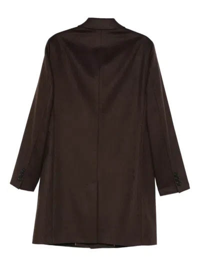 Hugo Boss Buttoned Coat In Brown