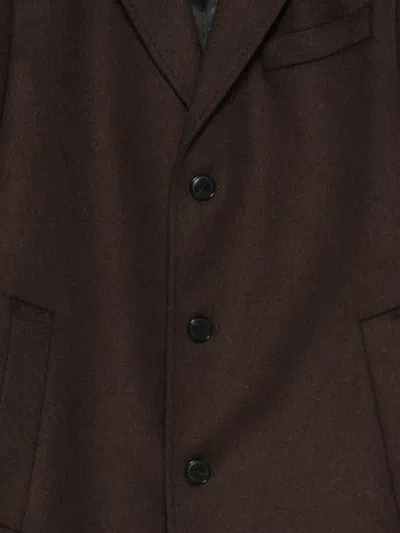 Hugo Boss Buttoned Coat In Brown