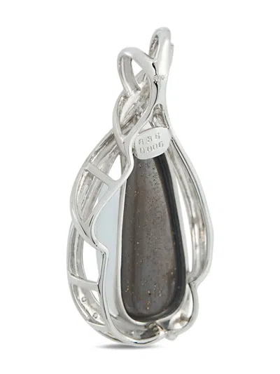 Pre-owned Lb Exclusive Platinum Diamond Opal Pendant In Silver