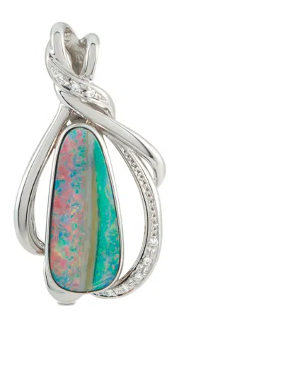 Pre-owned Lb Exclusive Platinum Diamond Opal Pendant In Silver