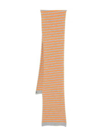 Paloma Wool Striped Pattern Scarf Ribbed Edges In Orange