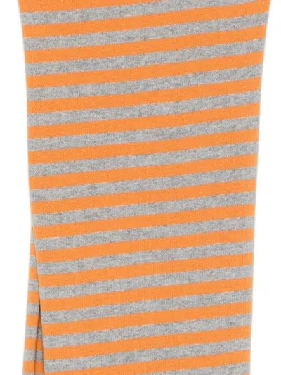 Paloma Wool Striped Pattern Scarf Ribbed Edges In Orange