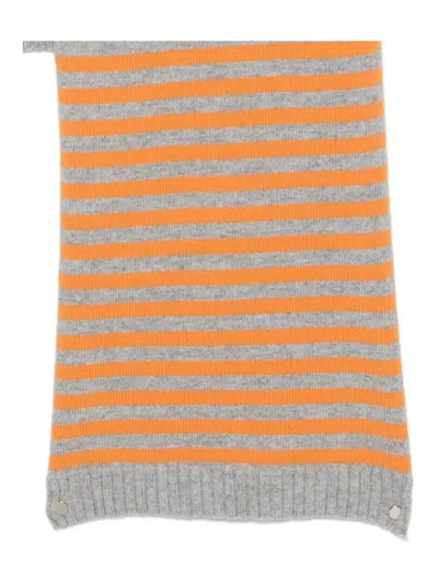 Paloma Wool Striped Pattern Scarf Ribbed Edges In Orange