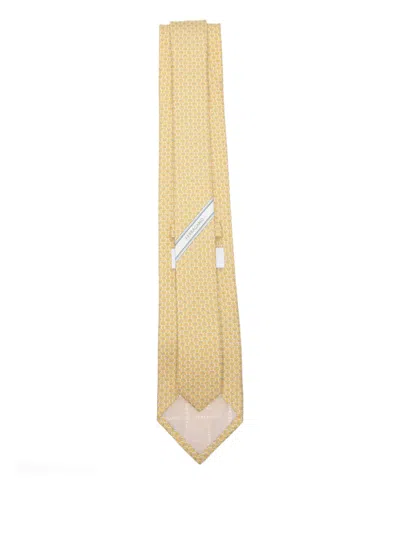 Ferragamo Patterned Tie In Yellow