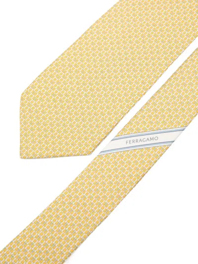 Ferragamo Patterned Tie In Yellow