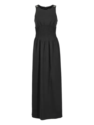 Pre-owned Chanel Elasticated-waist Maxi Dress In Black