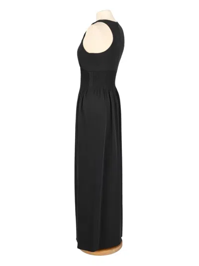 Pre-owned Chanel Elasticated-waist Maxi Dress In Black
