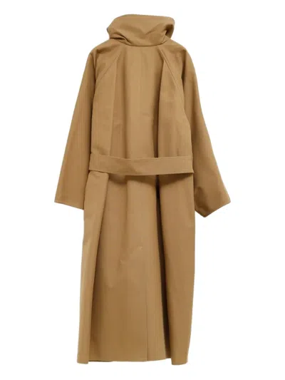 The Row Belted Hooded Coat In Brown