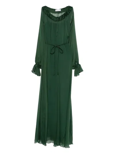Raquel Diniz Kate Ruffled Tie Maxi Dress In Green