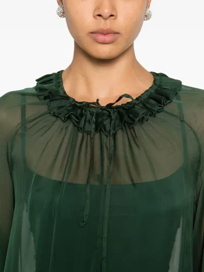 Raquel Diniz Kate Ruffled Tie Maxi Dress In Green