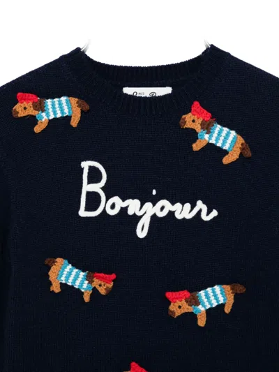 Mc2 Saint Barth Dog-appliqué Sweater In Blue