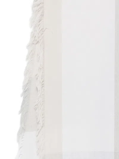 Le Tricot Perugia Checked-pattern Fringed Scarf In White