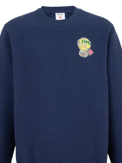 Casablanca Quilted Mascot Sweatshirt In Blue