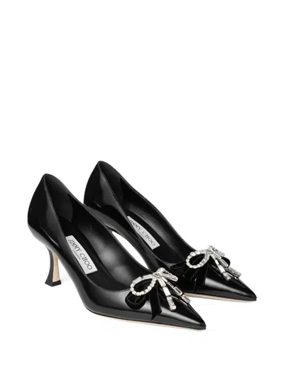 Jimmy Choo 70mm Auria Crystal-bow Pumps In Black