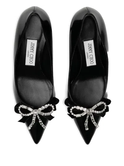 Jimmy Choo 70mm Auria Crystal-bow Pumps In Black