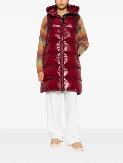 Save The Duck Hooded Zip-up Gilet In Red