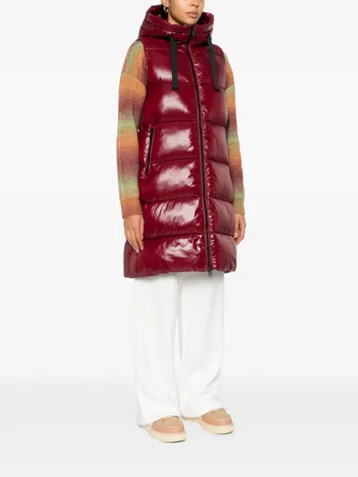 Save The Duck Hooded Zip-up Gilet In Red