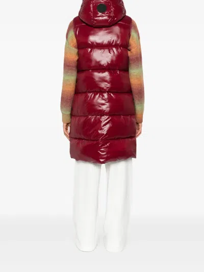 Save The Duck Hooded Zip-up Gilet In Red