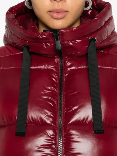Save The Duck Hooded Zip-up Gilet In Red