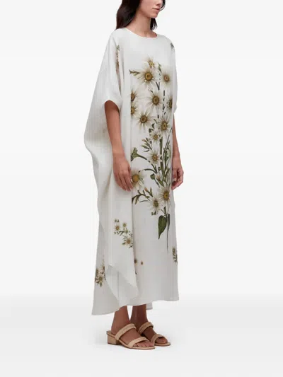 Osklen Daisy Light Print Midi Dress In White