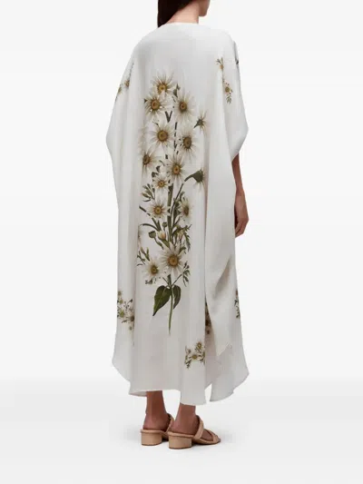 Osklen Daisy Light Print Midi Dress In White