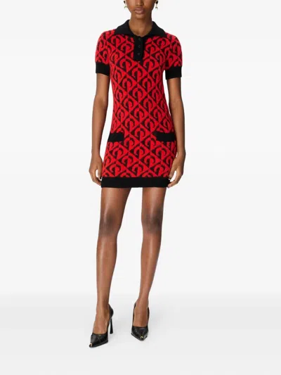 Marine Serre Moon Lozenge-knit Polo Dress In Multi