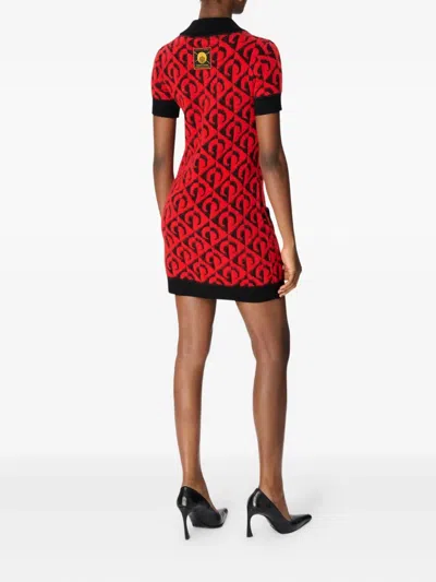 Marine Serre Moon Lozenge-knit Polo Dress In Multi