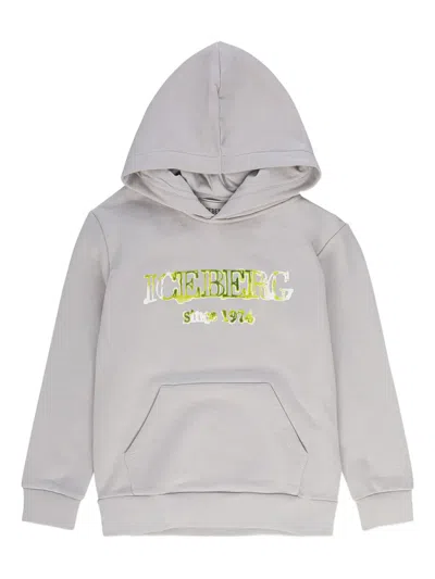 Iceberg Logo-patch Hoodie In Gray