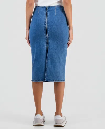 And Now This Petite Denim Pencil Midi Skirt, Macy's Exclusive In Blue
