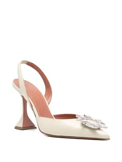 Amina Muaddi Slingback Pumps With Unique Heel Design In Neutral