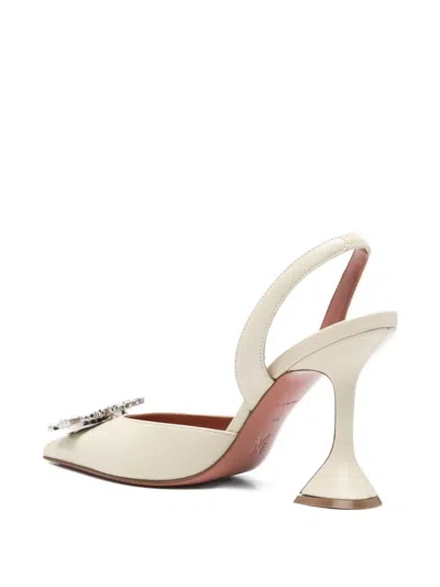 Amina Muaddi Slingback Pumps With Unique Heel Design In Neutral
