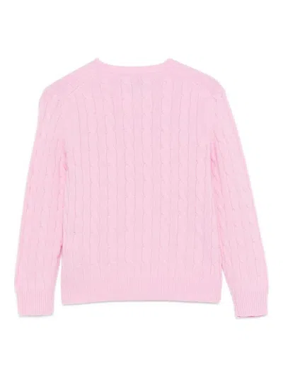 Mc2 Saint Barth Cable-knit Crew-neck Sweater In Pink