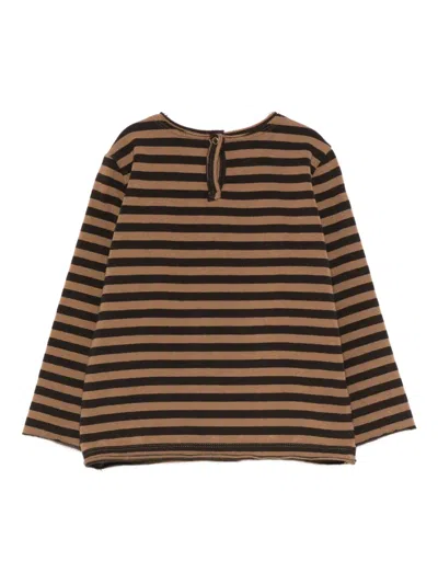 Zhoe & Tobiah Striped-pattern Pocket-chest Sweater In Brown