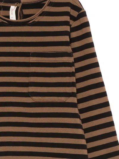 Zhoe & Tobiah Striped-pattern Pocket-chest Sweater In Brown