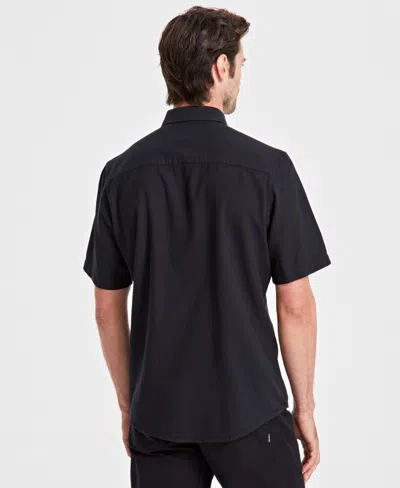 Alfani Men's Short-sleeve Solid Textured Shirt, Created For Macy's In Black