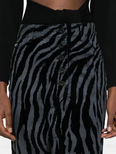MARTINA 斑马纹开衩中长半身裙