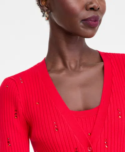 Inc International Concepts Women's Embellished Cardigan, Macy's Exclusive In Red