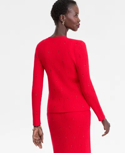 Inc International Concepts Women's Embellished Cardigan, Macy's Exclusive In Red