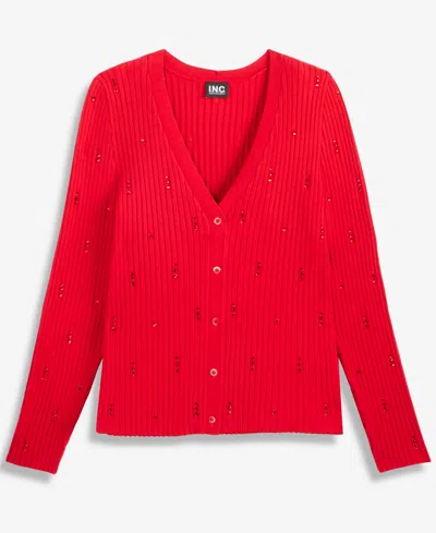 Inc International Concepts Women's Embellished Cardigan, Macy's Exclusive In Red