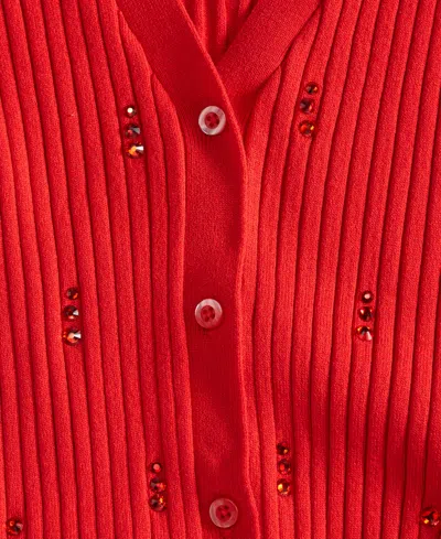 Inc International Concepts Women's Embellished Cardigan, Macy's Exclusive In Red