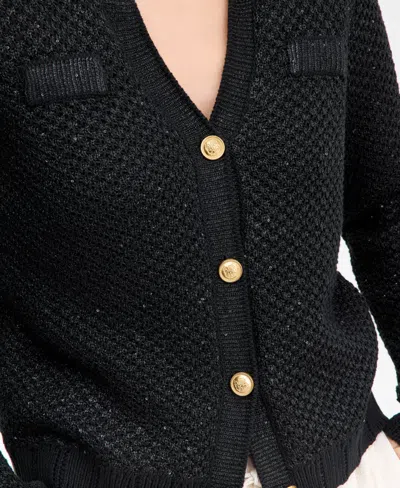 Inc International Concepts Women's Metallic Cardigan, Macy's Exclusive In Black